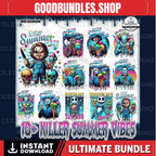10+ Killers Summer Vibes PNG Bundle, Chillin’ Like A Killer Png, Horror’s Vacation Png, Cute Horror, Funny Pool Shirt Design, Digital File