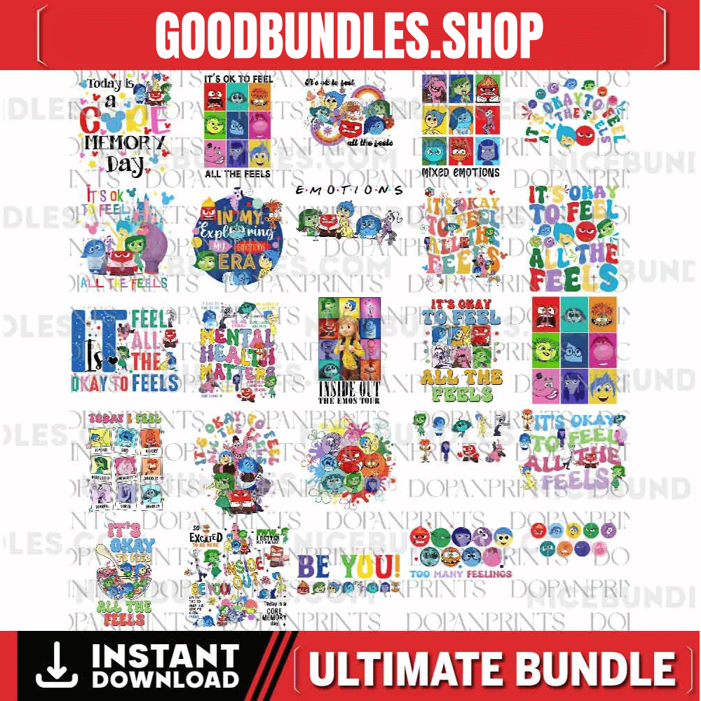 Bundle 25+ It’s Okay To Feel All The Feels Png, Mental Health Png, Cartoon Emotions Friends Png, Para BCBA ABA, Therapist