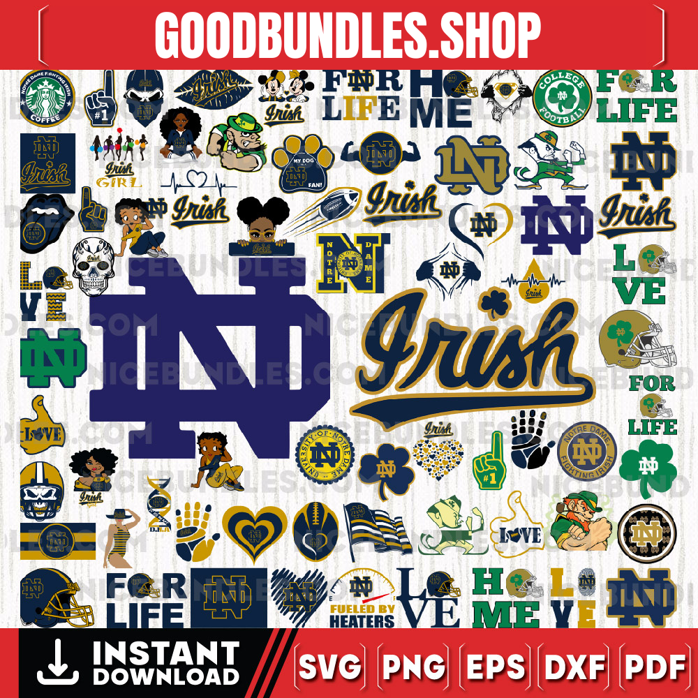 69 Files Notre Dame Fighting Irish Team Bundle Svg, Notre Dame Fighting Irish Svg, NCAA Teams svg, NCAA Svg, Png, Dxf, Eps, Instant Download