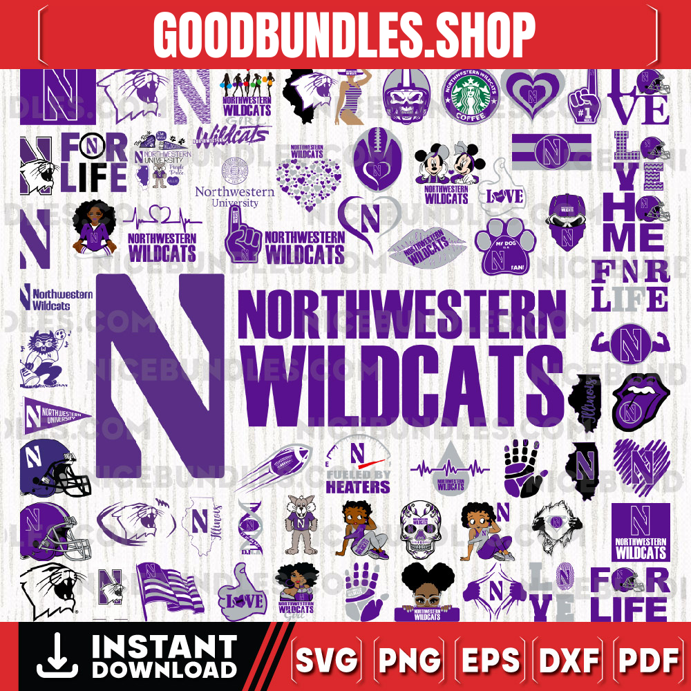 66 Files Northwestern Wildcats Team Bundle Svg, Northwestern Wildcats Svg, NCAA Teams svg, NCAA Svg, Png, Dxf, Eps, Instant Download