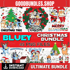 Christmas Blue Dog Bundle, Blue Dog Family PNG, Bluuey Christmas PNG, Blue PNG, Big Christmas Blue Dog Bundle, Holiday png,Digital Blue Xmas