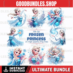 Frozen Princess Clipart Set – 300 DPI, High-Resolution, Transparent Background for Commercial Use, Perfect for DIY Gifts & Crafts