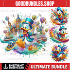 4 PNG Donald Duck Splash and Watercolor Digital design PNG file for sublimation – High Resolution