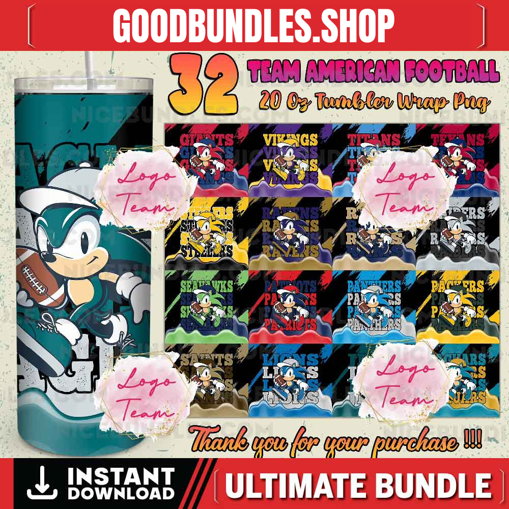 32 Team American Football Tumbler PNG Sublimation Designs, Football Mascot 20oz Skinny Tumbler Wrap PNG, Football Png Digital Download, NFL Tumbler