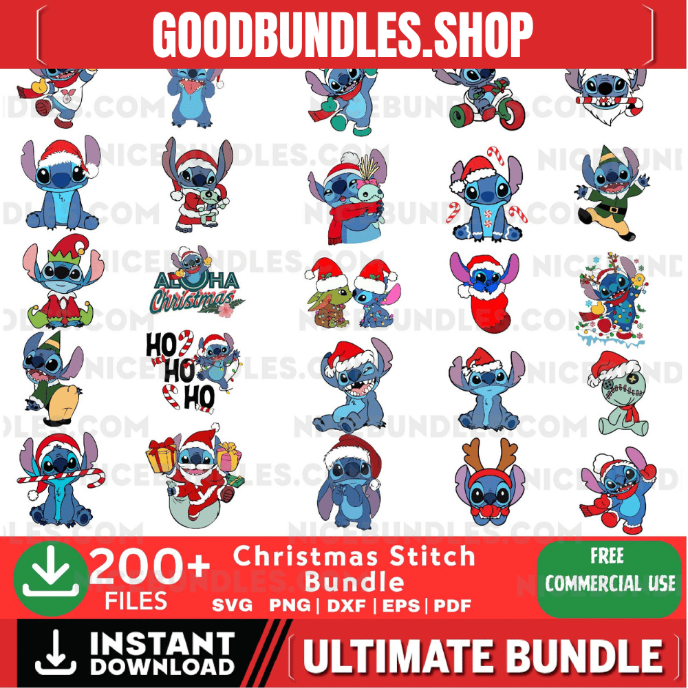 Christmas Stitch Svg, Stitch Svg Bundle, Christmas Bundle Svg, Stitch Clipart, Stitch Cut Files, Stitch Birthday