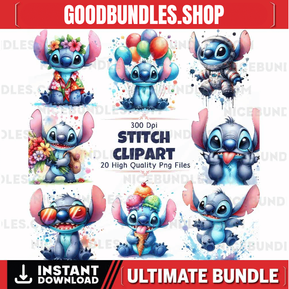 Watercolor Stitch Clipart Set – 300 DPI, High-Resolution, Transparent Background, Digital Download Perfect for DIY Gifts & Crafts