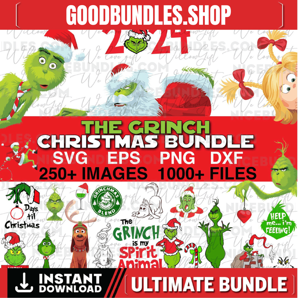 The Grinch Svg Bundle, 250+ Unique Design, Grinch Christmas Clipart Files, Cricut &Silhouette Digital File, Instant Download,Christmas Grump