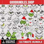 Christmas Svg Bundle, Christmas Svg, The Grinch Faces Svg, Grinch Face Svg, Grinch Clipart, Christmas Cut File For Circut, Grinch Silhouette