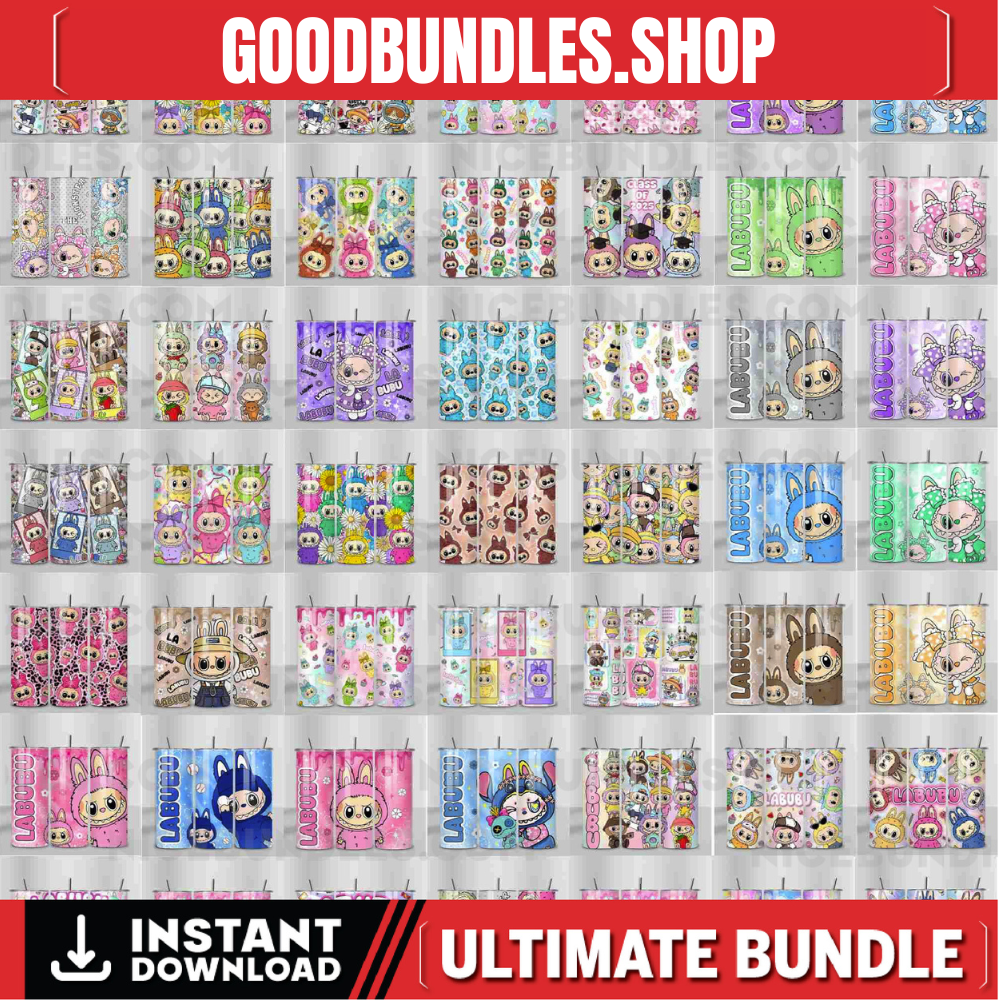 100+ Labubv Monster Doll 20oz Tumbler Wrap Png Bundle, Cute Doll Png, Straight And Tapered Tumbler Wrap Png, Cartoon Character Png