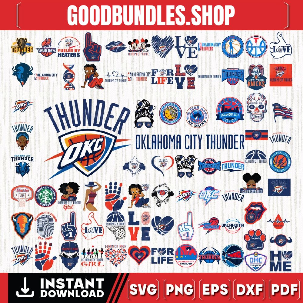 81 Files Oklahoma City Thunder Team Bundles Svg, Oklahoma City Thunder svg, NBA Teams Svg, NBA Svg, Png, Dxf, Eps, Instant Download