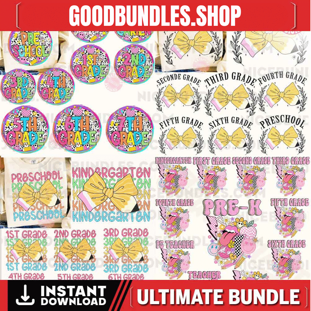 Retro Back to Shool png Bundle, Back to School Mega Bundle, Teacher bright Dalmatian bundle, First Grade, Pre-K, 1st/2nd back to school