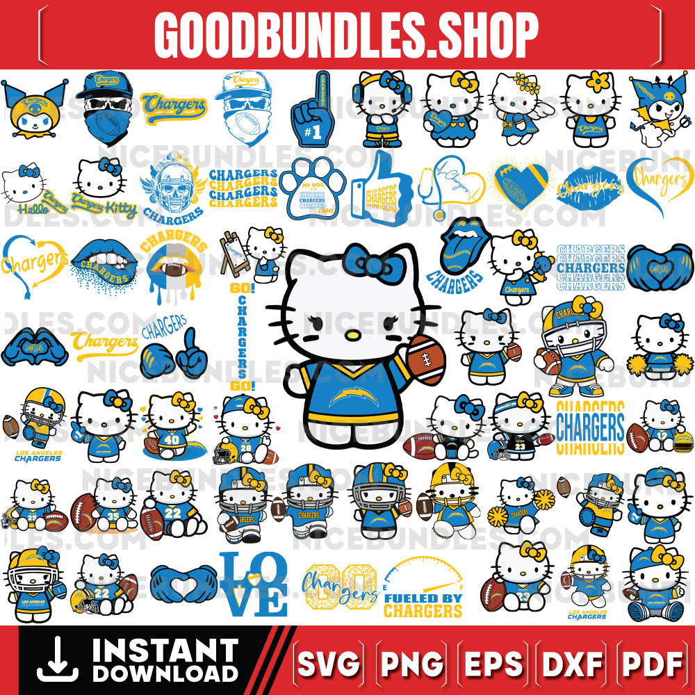 310 Hello Kitty Los Angeles Chargers Logo Files Svg, Los Angeles Chargers Svg, NFL Teams Svg, Hello Kitty Svg, Png, Dxf, Eps, Instant Download