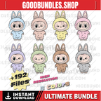 Kawaii Monsters Cliparts, Labubu SVG, Monster Tshirt Design, Labubuu Sublimation, Monster Characters