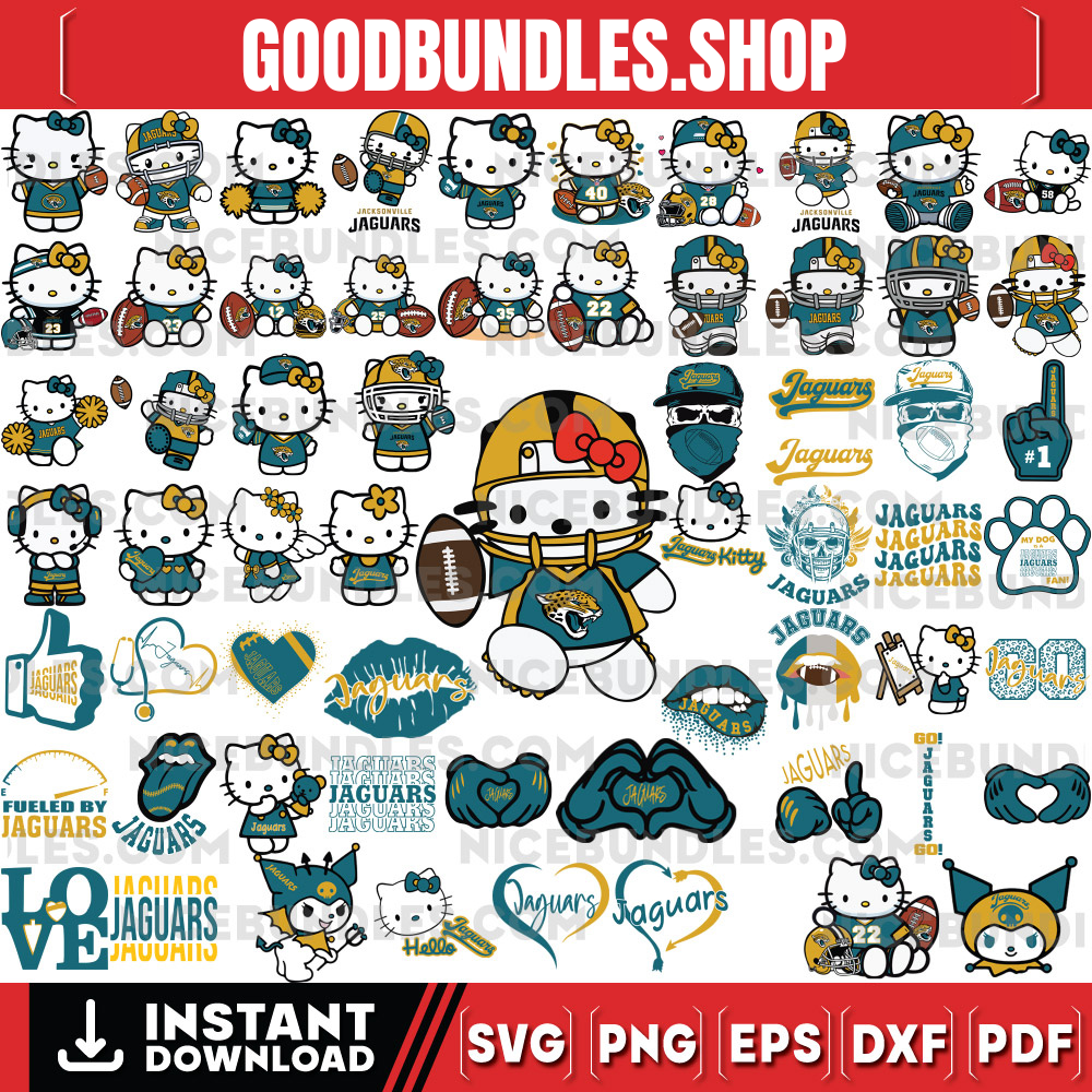 310 Hello Kitty Jacksonville Jaguars Logo Files Svg, Jacksonville Jaguars Svg, NFL Teams Svg, Hello Kitty Svg, Png, Dxf, Eps, Instant Download