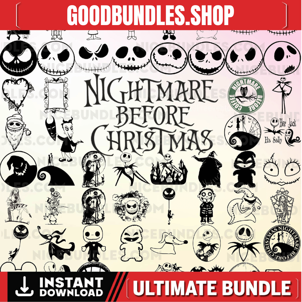 60+ The Nightmare Before Christmas Svg Bundle, Night Before Christmass Clipart, Cricut, Digital Vector Cut File