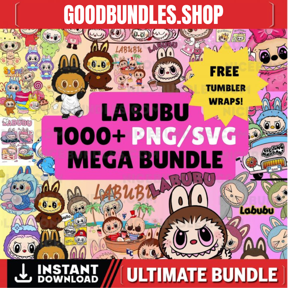 Labubu 1000+ PNG SVG Mega Bundle – Cute Character Clipart, Digital Download, Sublimation Files, Stickers, Tumbler Wraps, Kawaii Art