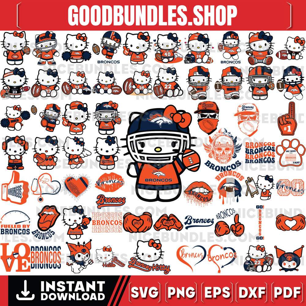 310 Hello Kitty Denver Broncos Logo Files Svg, Denver Broncos Svg, NFL Teams Svg, Hello Kitty Svg, Png, Dxf, Eps, Instant Download