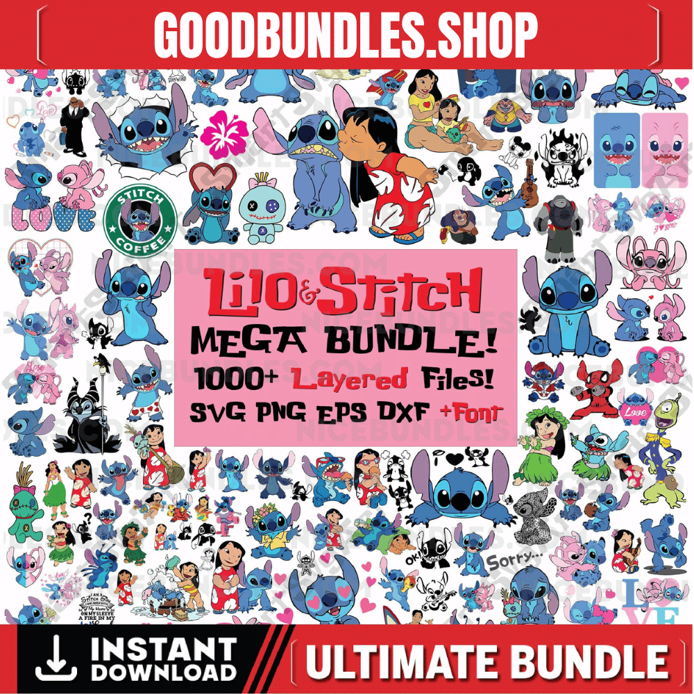 1000 stitch svg, stitch bundle, stitch clipart, stitch png, lilo and stitch svg, cricut svg, silhouette svg, stitch layered