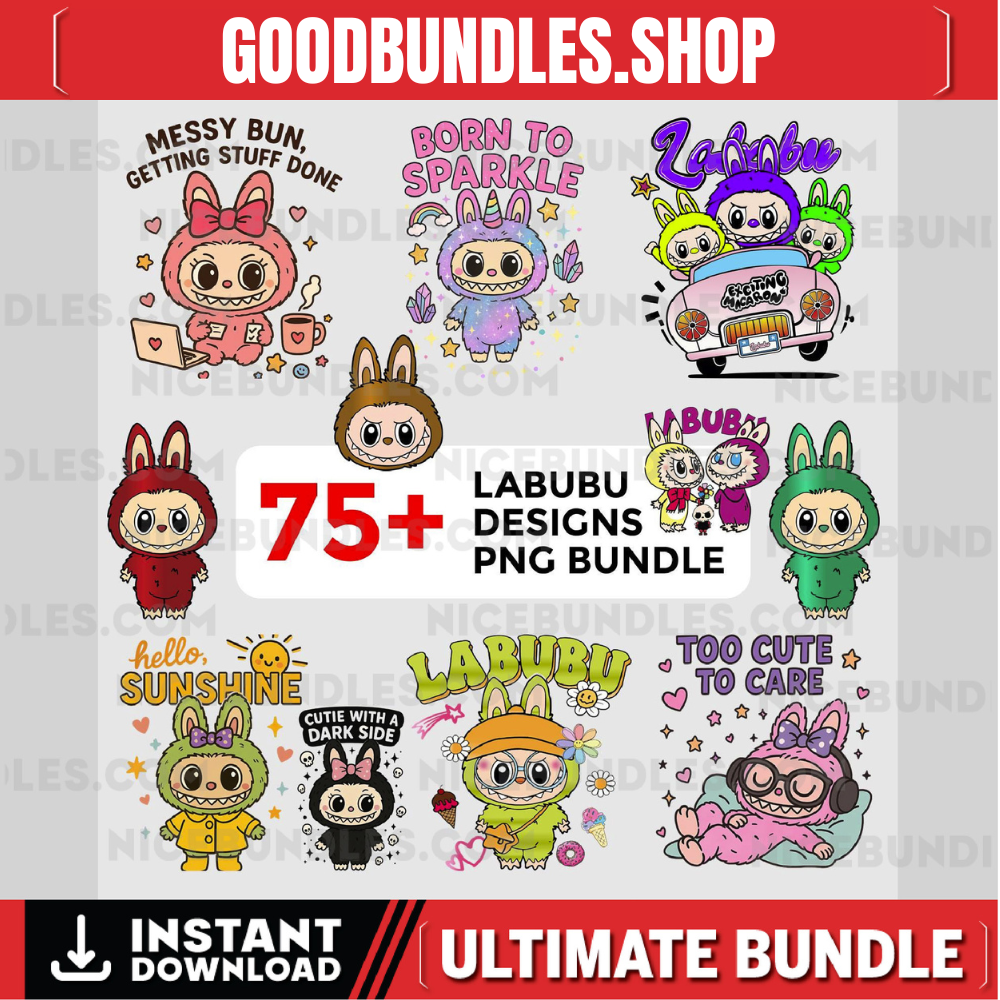 80 Labubu Design PNG Bundle | Kawaii Cute Digital Stickers |cute labubu png | labubu figures Art | labubu download | Labubu PNG Clipart