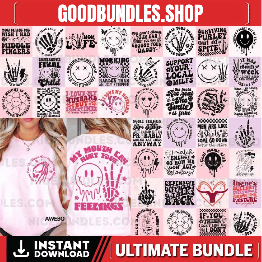 22 Sarcasm Front and Back Shirt Svg Bundle, Funny quotes Clipart svg, Retro Sarcastic Svg, Sarcastic Sayings Svg, Adult Humor Svg, Png File