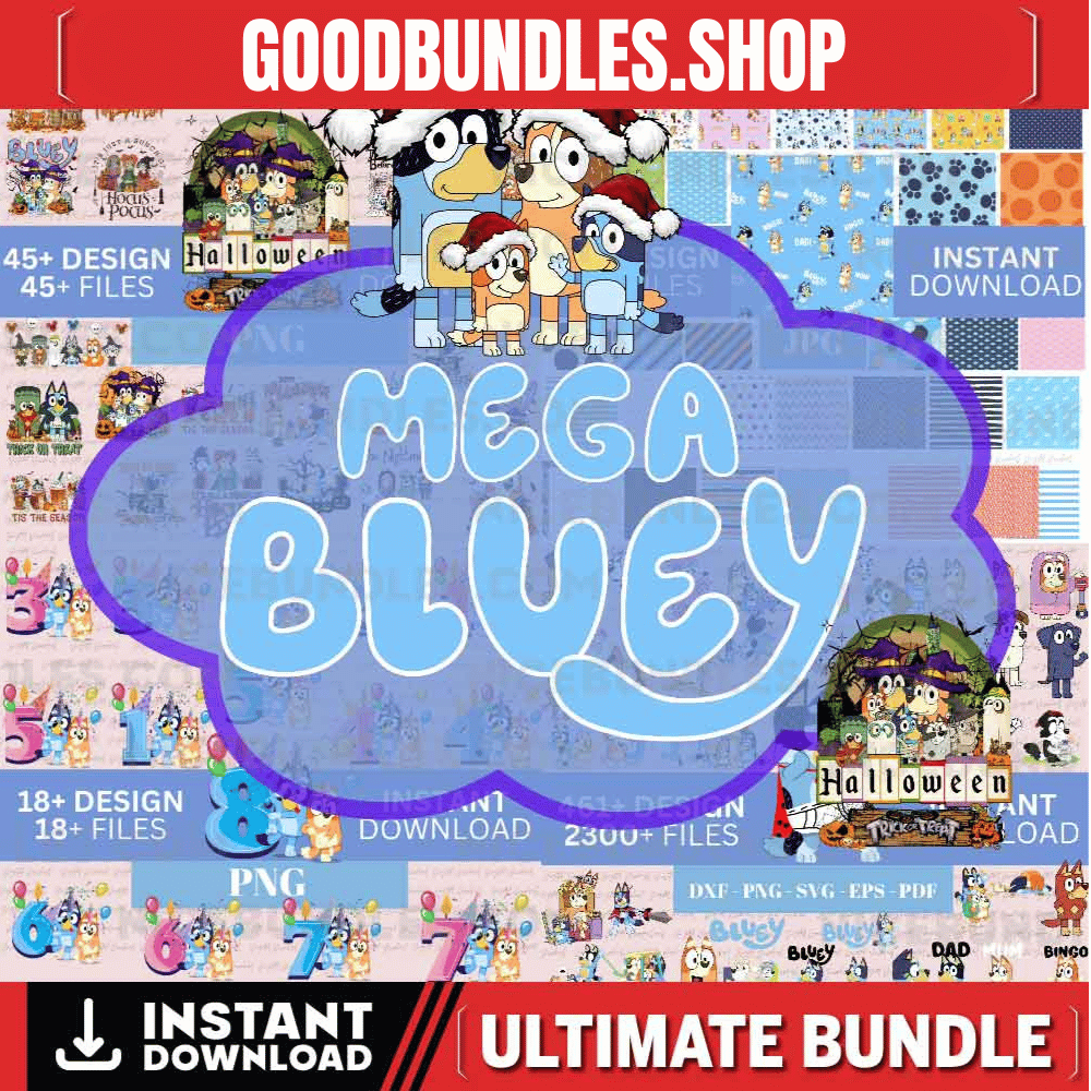 Mega Blue Dog Svg Bundle, Blue Dog Birthday Bundle Blue Dog Family Png Files, Png For Shirts, Birthday Png, Clipart png, Digital Download