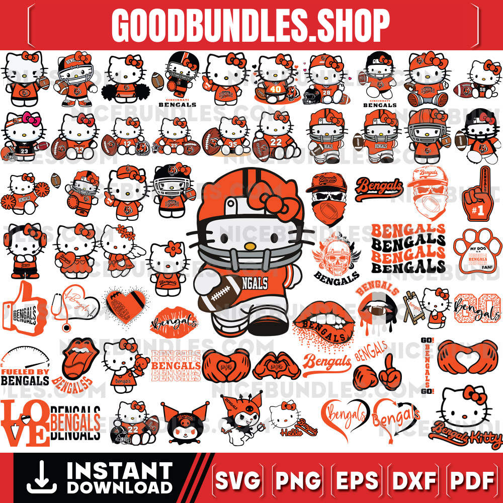 310 Hello Kitty Cincinnati Bengals Logo Files Svg, Cincinnati Bengals Svg, NFL Teams Svg, Hello Kitty Svg, Png, Dxf, Eps, Instant Download