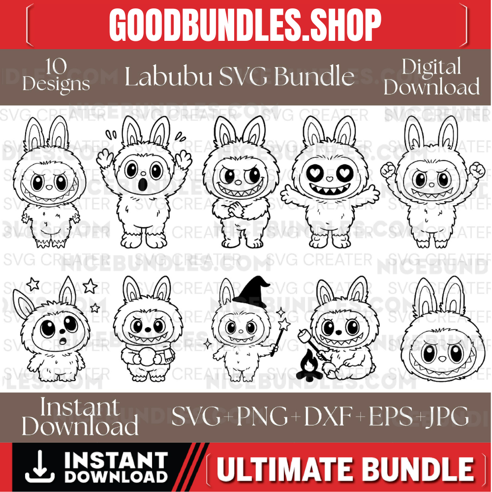 Labubu SVG Bundle \ Labubu Cut Files \ Cute Labubu SVG \ Labubu Sticker Svg\Labubu T-shirt \ Happy Labubu Svg \Labubu Themed Svg\ Labubu Svg