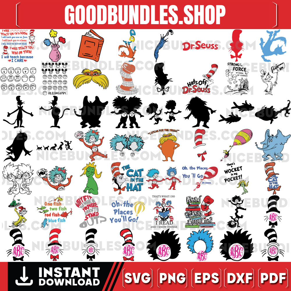 Dr Seuss Hat SVG | Green Eggs And Ham Svg | Dr Seuss Svg | Mega Bundle | Cat In The Hat SVG | Dr Seuss for Teachers Svg | Cricut, Thing Svg