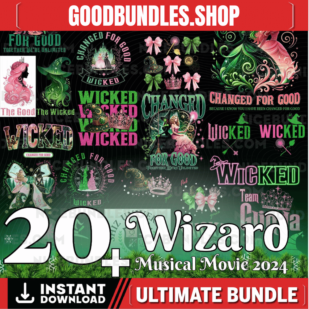 20+ Wizard Musical Movie 2024 Png Bundle, Changed For Good Png, Broadway Witch Pink And Green Png,Defying Gravity Broomstick Magic Wand Png