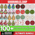 100 + Christmas Earring Sublimation Bundle, Christmas Teardrop Earrings Png, Xmas Round Earrings Png, Tear Drop Earrings, Christmas Earrings