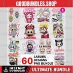 60 Labubu Design PNG Bundle Vol 1 |Kawaii Cute Digital Stickers |cute labubu png | labubu figures Art| labubu download | Labubu PNG Clipart