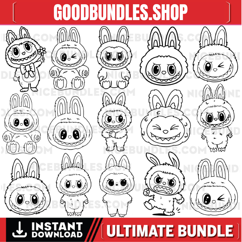 15 Labubu Svg Bundle, Labubu Png, Labubu Dxf, Labubu Clipart, Labubu Cricut, T Shirt Svg, Happy Labubu Svg, Instant Download, Silhouette