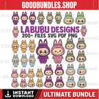 Labubu Designs SVG Bundle, Labubu Clipart, Labubu PNG, Cute Labubu Vector, Cartoon Character SVG, Cricut Cut Files, Digital Download, Labubu