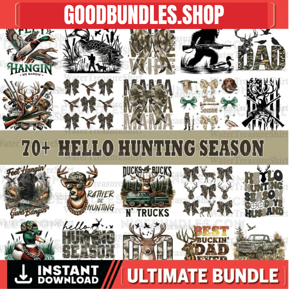 70+ Hello Hunting Season Goodbye Husband Png bundle, Camouflage Old Camo Bow png, Duck hunting png, Camo Coquette bow,old school camo png