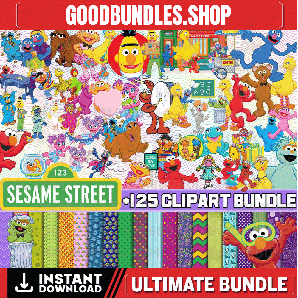 Sesame Street clipart, sublimation png Bundle, Red Monster png clipart, Friends Monster png, clipart bundle