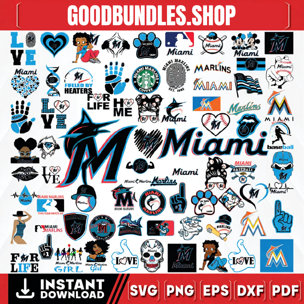 76 Files Miami Marlins Team Bundles Svg, Miami Marlins SVG, MLB Team Svg, MLB Svg, Png, Dxf, Eps, Jpg, Instant Download