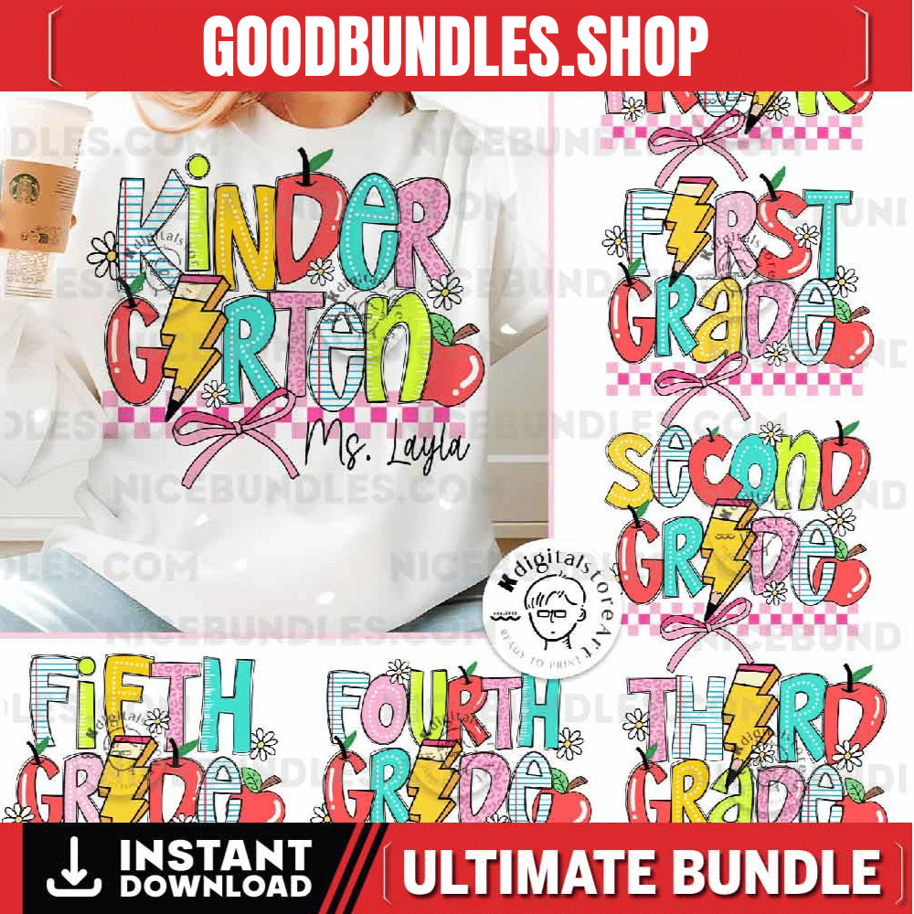 Back To School Bundle Teacher Png, Kindergarten Png, Back To School Teacher Design, Teacher Shirt Design, First Day School Png Sublimation