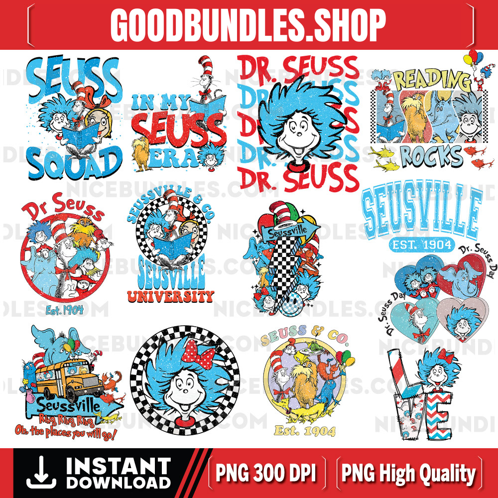 Read Across America Day Png Bundle, Little Miss Thing, Across America Day png, Teacher Life PNG, Dr Sueess Png Bundle, Sublimation, png