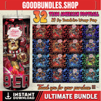 32 Team American Football Tumbler PNG Sublimation Designs, Football Mascot 20oz Skinny Tumbler Wrap PNG, Football Png Digital Download, NFL Tumbler