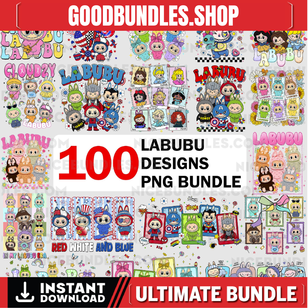 100 Labubu Design PNG Bundle | Kawaii Cute Digital Stickers |cute labubu png | labubu figures Art | labubu download | Labubu PNG Clipart