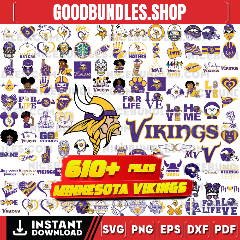 610 Files Minnesota Vikings Team Bundle Svg, Minnesota Vikings svg, NFL Teams svg, NFL Svg, Png, Dxf, Eps, Instant Download
