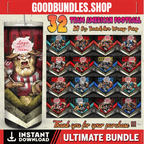 32 Team American Football Tumbler PNG Sublimation Designs, Football Mascot 20oz Skinny Tumbler Wrap PNG, Football Png Digital Download, NFL Tumbler