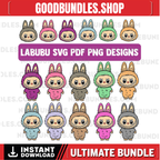Labubu Designs SVG Bundle, Labubu Clipart, Labubu PNG, Cute Labubu Vector, Cartoon Character SVG, Cricut Cut Files, Digital Download, Labubu