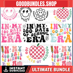 In My 100 Days Of School Era Svg, 100 Days of School, Back To School, Retro Groovy 100th Day, Happy 100th Day Of School PNG Digital