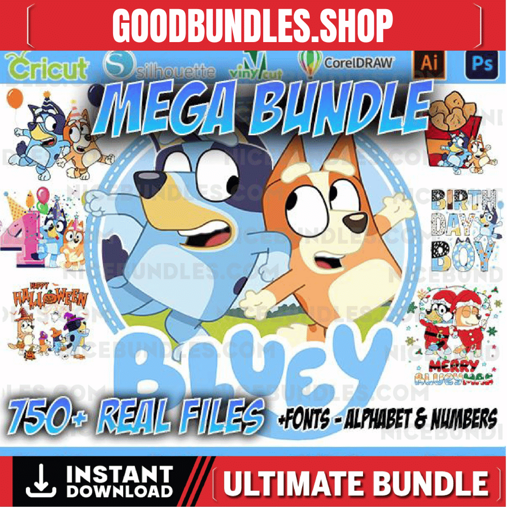 750+ Mega Bluuey Bundle, Bluuey Cut Files For Cricut, Bluuey Clipart, Bluuey Biingo, Bluuey Family, Bluuey Birthday, Digital Download
