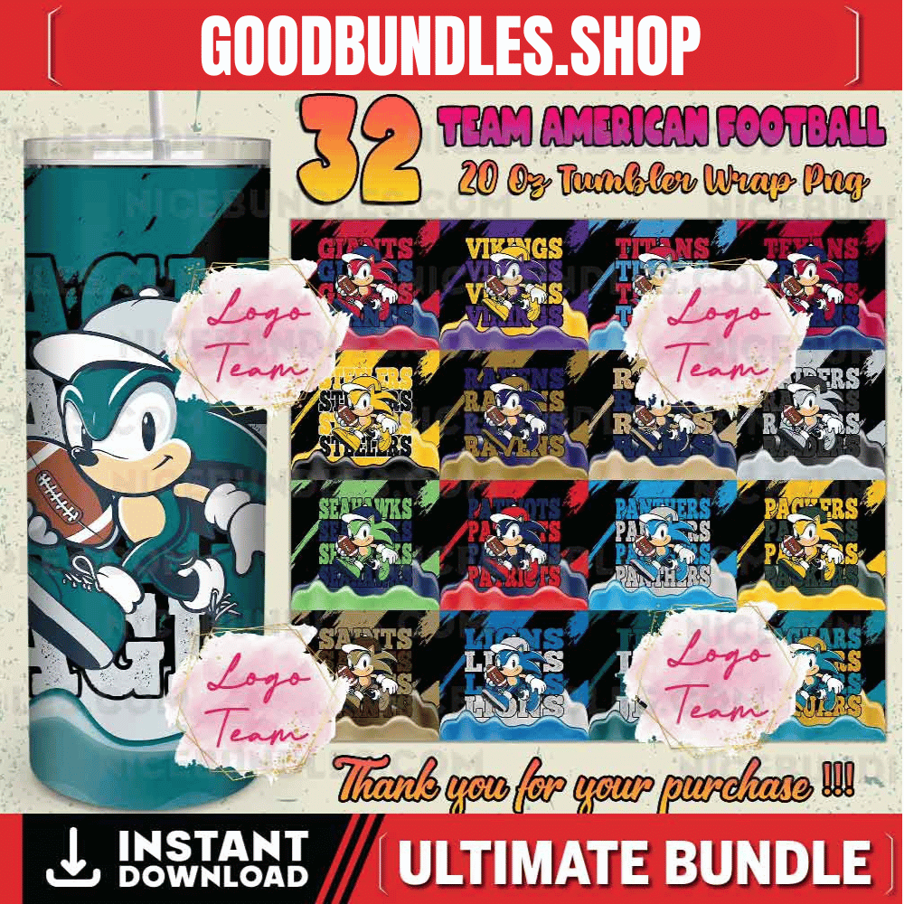 32 Team American Football Tumbler PNG Sublimation Designs, Football Mascot 20oz Skinny Tumbler Wrap PNG, Football Png Digital Download, NFL Tumbler