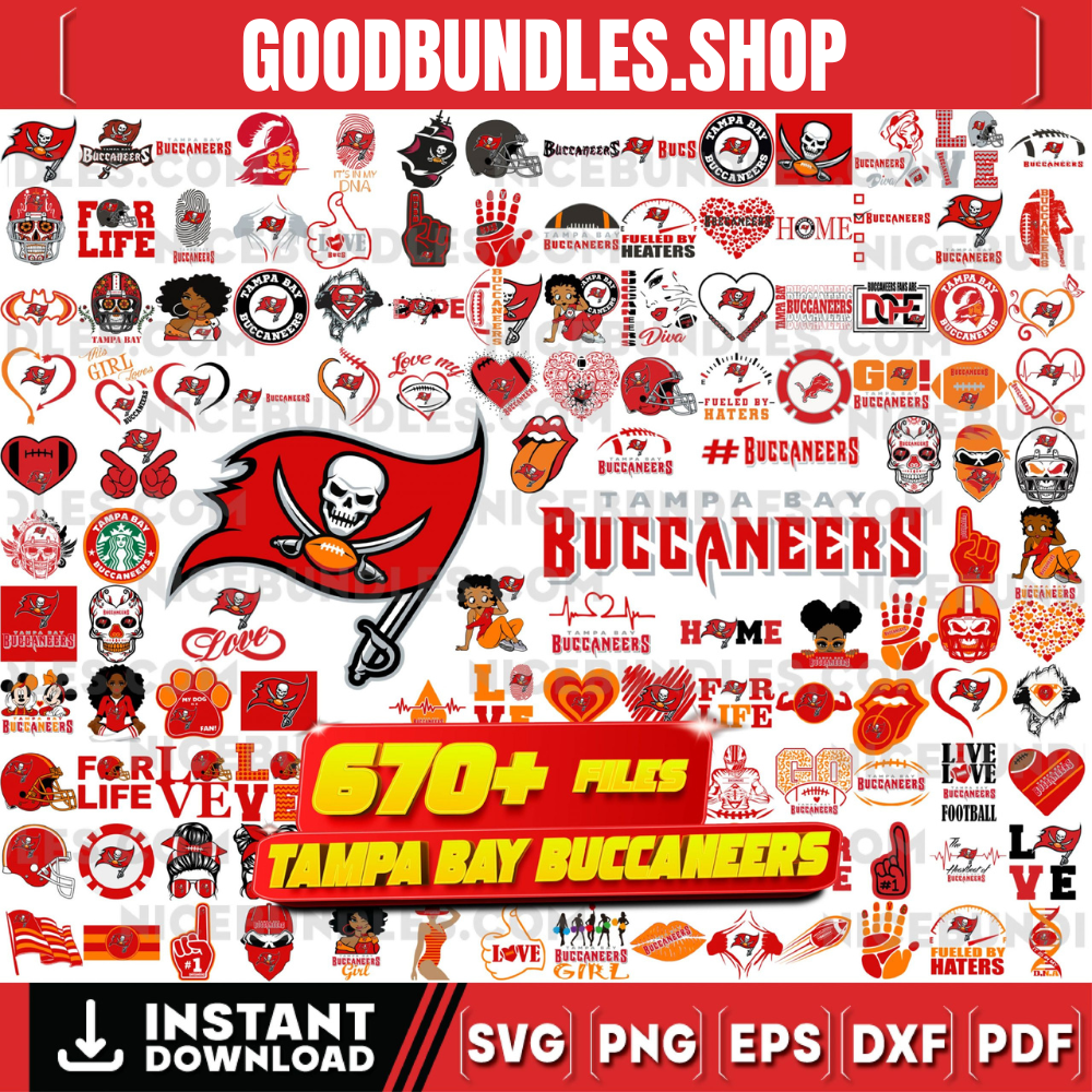670 Files Tampa Bay Buccaneers Team Bundle Svg, Tampa Bay Buccaneers svg, NFL Teams svg, NFL Svg, Png, Dxf, Eps, Instant Download