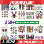 Mardi Gras Png Bundle, Happy Mardi Gras Png, Fleur De Lis Png, Mardi Gras Coquette Bow png, Hand Drawn, Brushstroke Mardi Gras Png