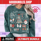 Retro Christmas PNG, Xmas PNG, Tis The Season Christmas PNG, Cute Santa Holiday Sublimation Design, Trendy Festive Png, Hot Cocoa Png