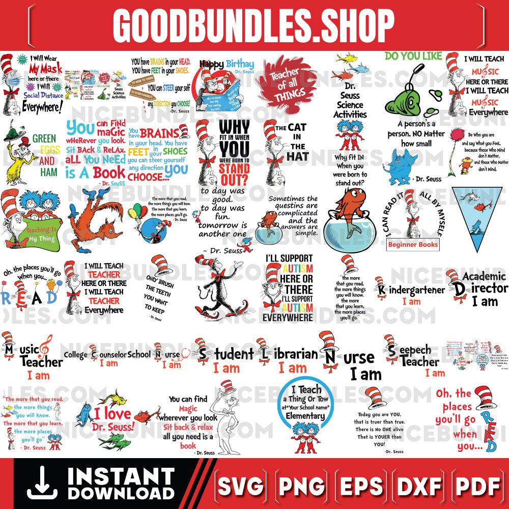 Dr Seuss Svg, Dr Seuss Font, Dr Seuss Hat SVG, Cricut, Thing Svg, Instant Download